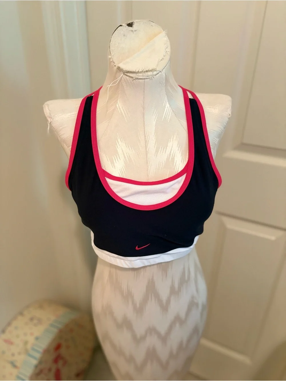 Nike Navy Sports Bra with Pink Trim L 12-14
